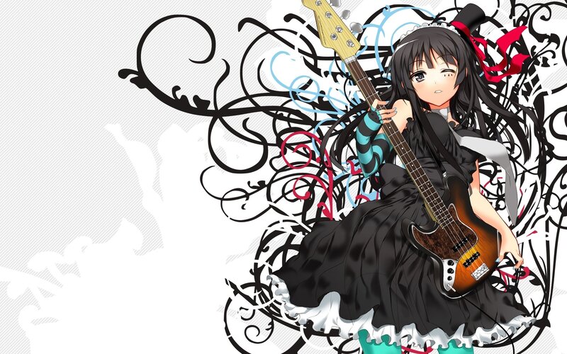anime girl with bass guitar