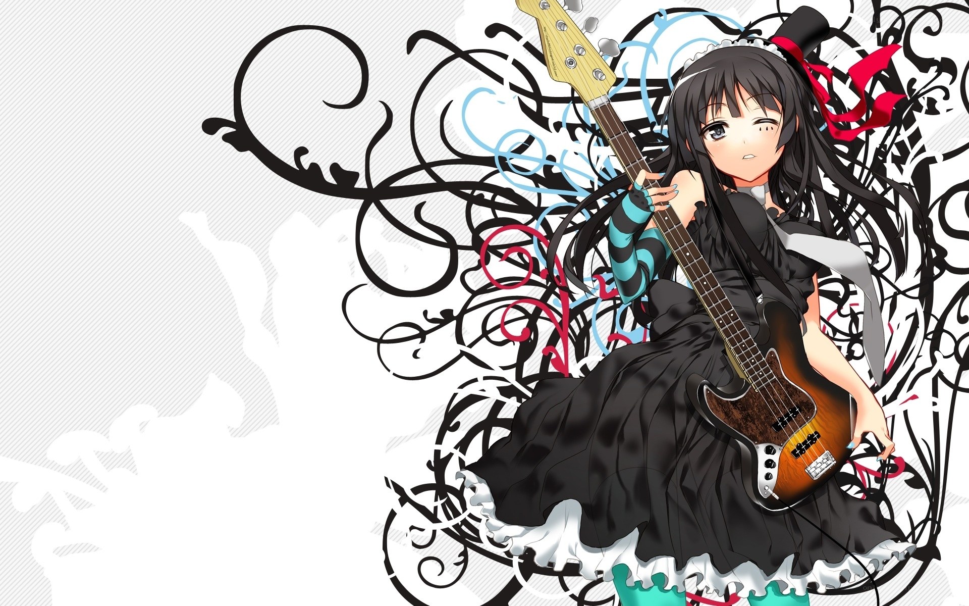 anime girl with bass guitar