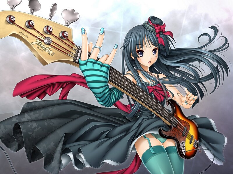 anime girl with bass guitar