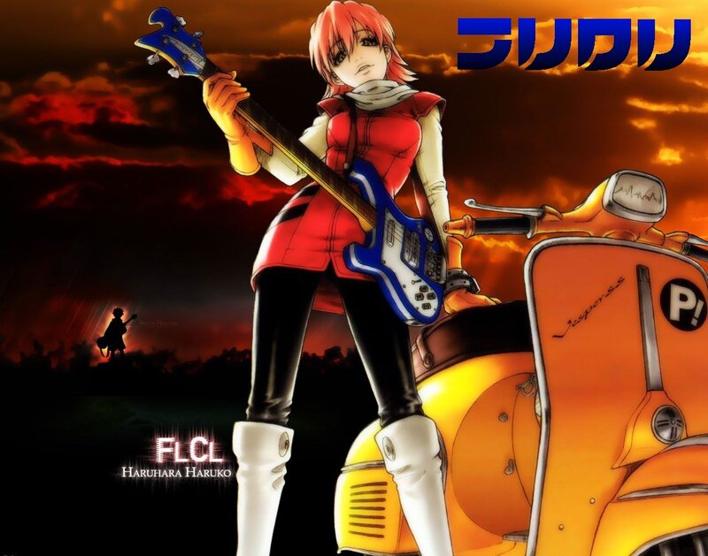 Anime girl with bass guitar