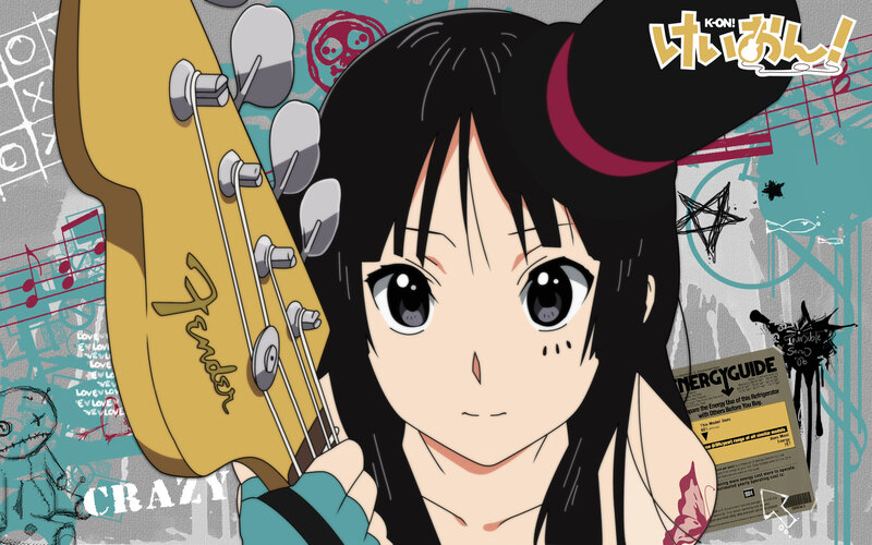 Anime girl with bass guitar