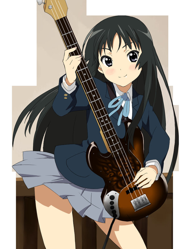 Anime girl with bass guitar
