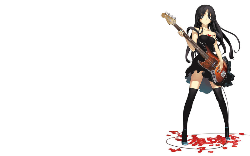 Anime Girl with Bass Guitar — Black, Confident