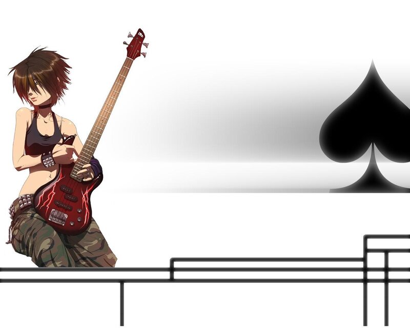 Anime Girl with Bass Guitar — Black, Neutral, Bass Guitar
