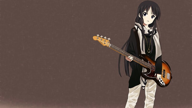 Anime Girl with Bass Guitar — Brown, Calm, Bass Guitar