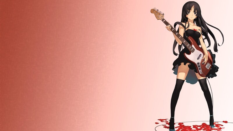 Anime Girl with Bass Guitar — Pink, Confident