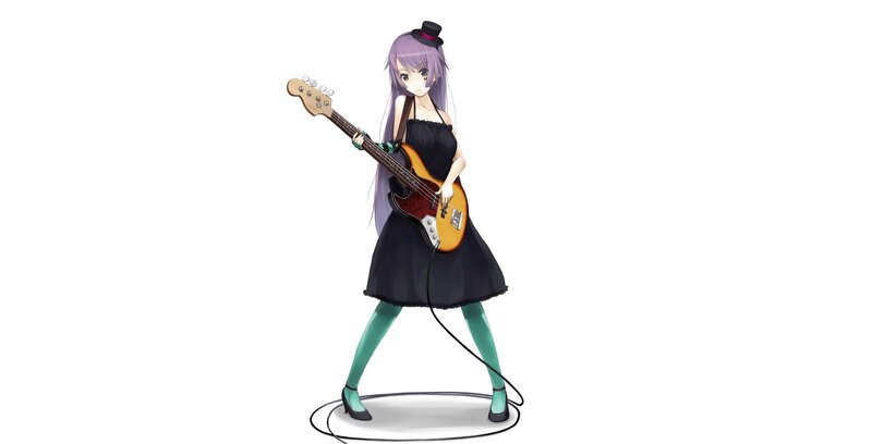 Anime Girl with Bass Guitar — Purple, Confident