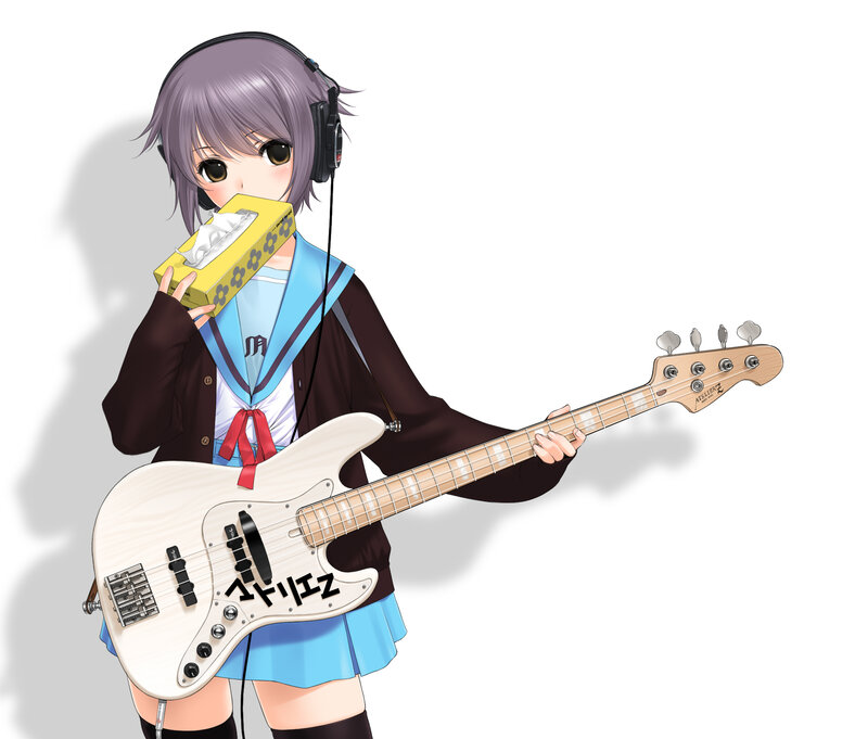 Anime Girl with Bass Guitar — Purple, Neutral