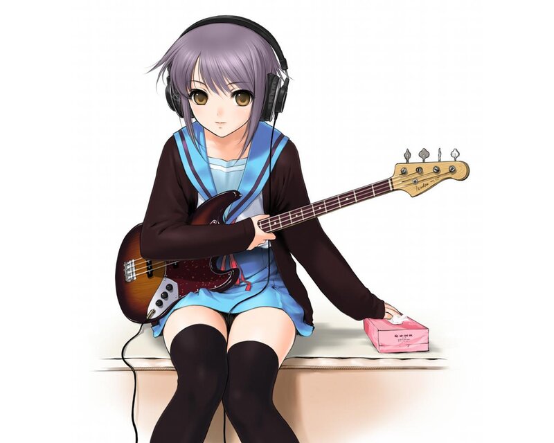 Anime Girl with Bass Guitar — Purple, Tissue Box