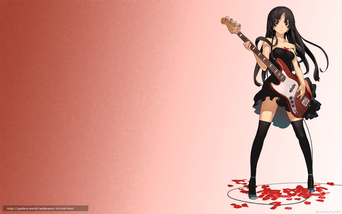 anime girl with bass guitar
