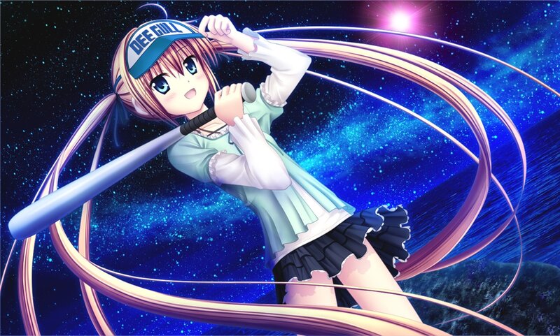 Anime Girl with Bat — Blue, Dramatic, Night