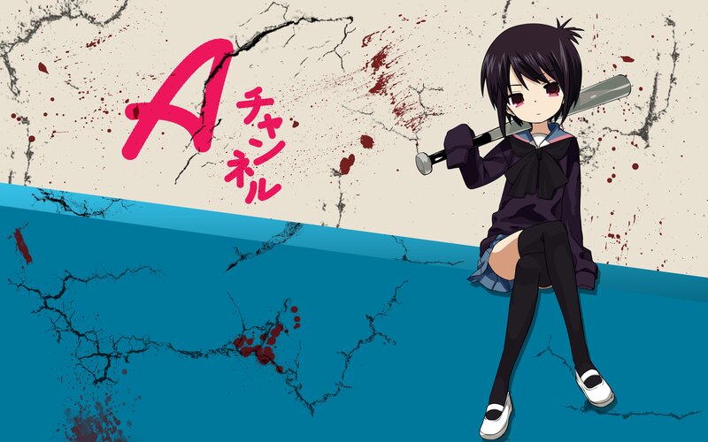 Anime Girl with Bat — Blue