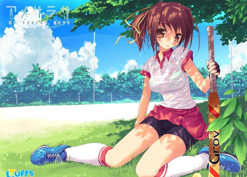Anime Girl with Bat — Green, Serene