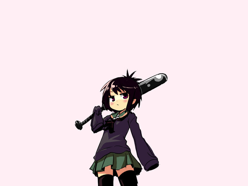 Anime Girl with Bat — Purple
