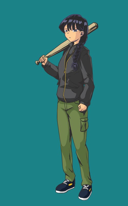 Anime Girl with Bat — Teal