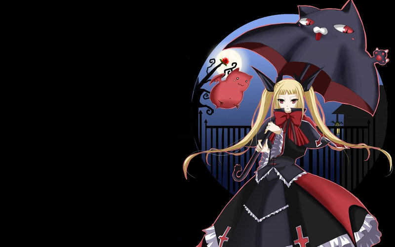 anime girl with bat umbrella