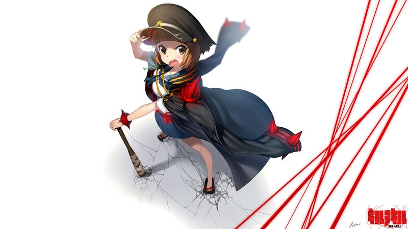 Anime Girl with Bat — White, Dynamic, Hat