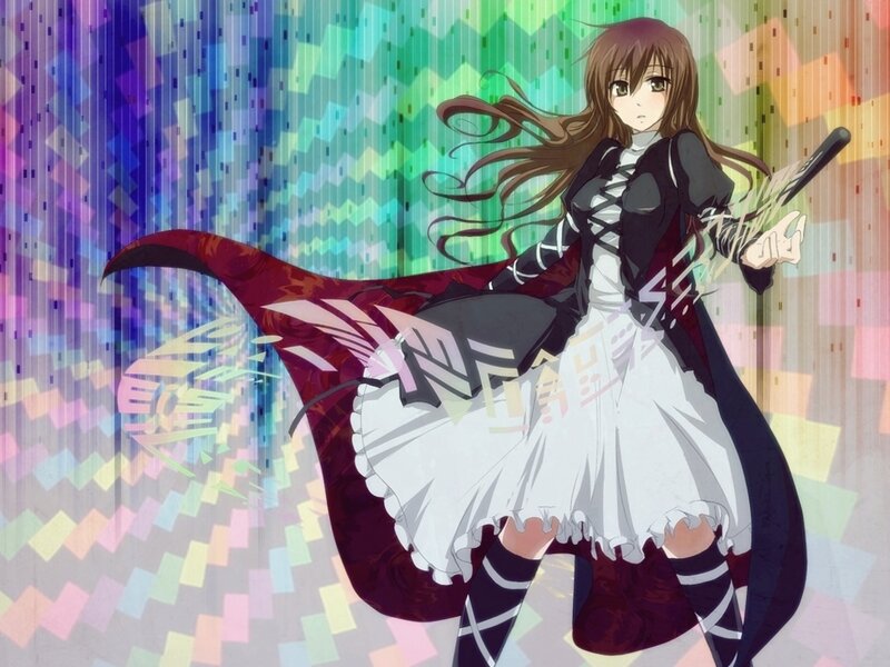 Anime Girl with Bat — White