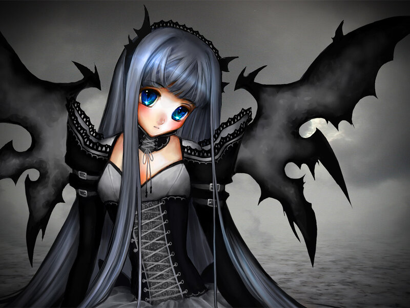 anime girl with bat wings