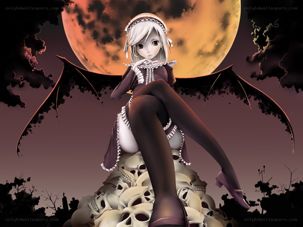 anime girl with bat wings