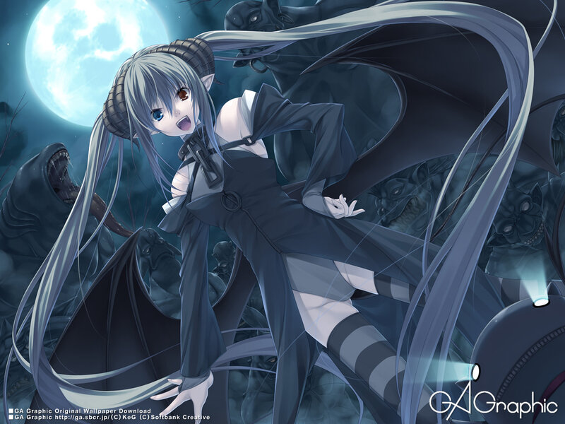 anime girl with bat wings