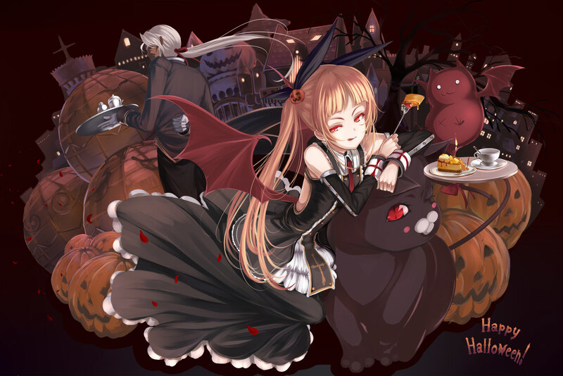 Anime Girl with Bat Wings — Black, Festive