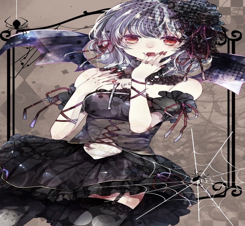 Anime Girl with Bat Wings — Black, Gothic