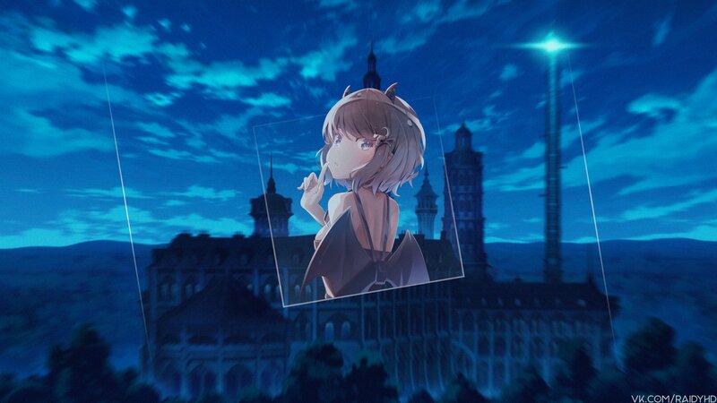 Anime Girl with Bat Wings — Blue, Dramatic