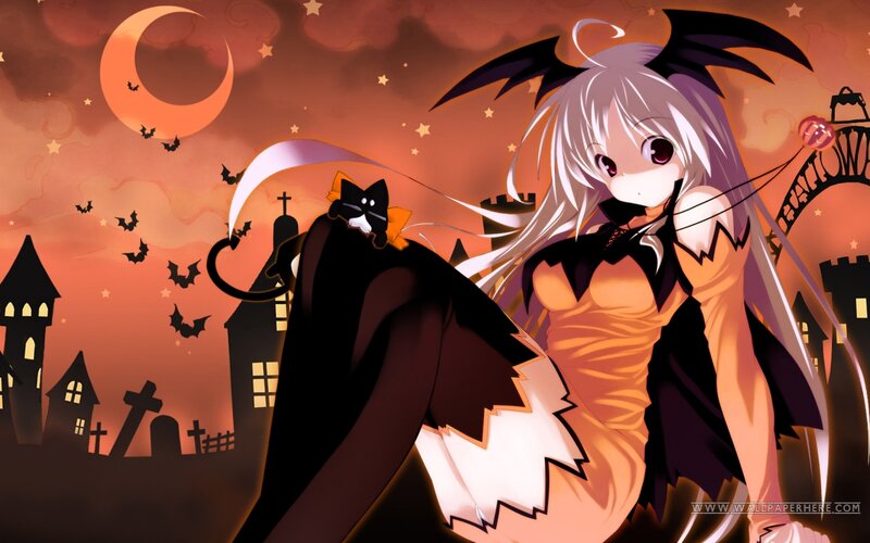 Anime Girl with Bat Wings — Orange