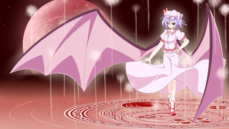 Anime Girl with Bat Wings — Pink, Dramatic, Night