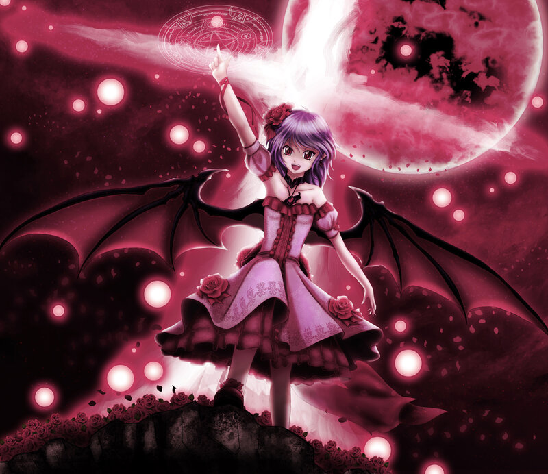 Anime Girl with Bat Wings — Pink, Dramatic