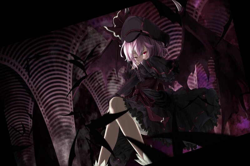 Anime Girl with Bat Wings — Purple, Dramatic, Night