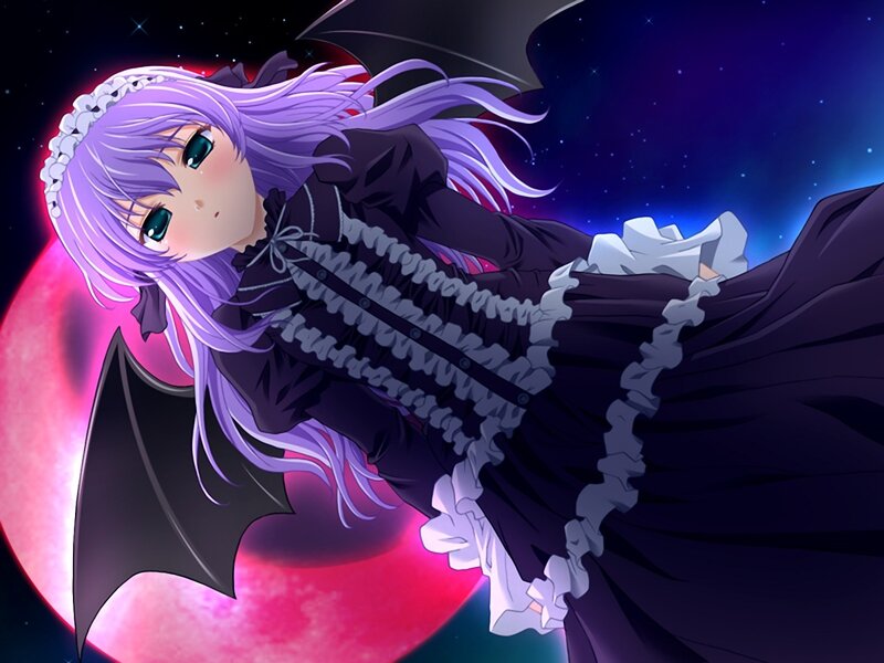 Anime Girl with Bat Wings — Purple, Dramatic
