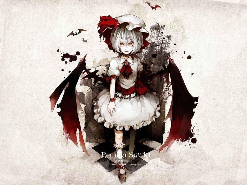Anime Girl with Bat Wings — White, Dark