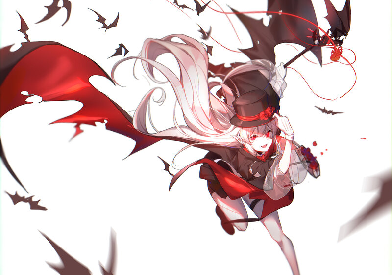 Anime Girl with Bat Wings — White, Dramatic