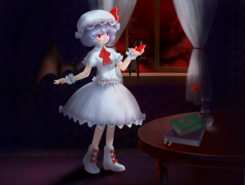 Anime Girl with Bat Wings — White
