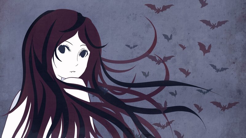 Anime Girl with Bats — Purple