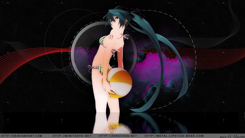 anime girl with beach ball