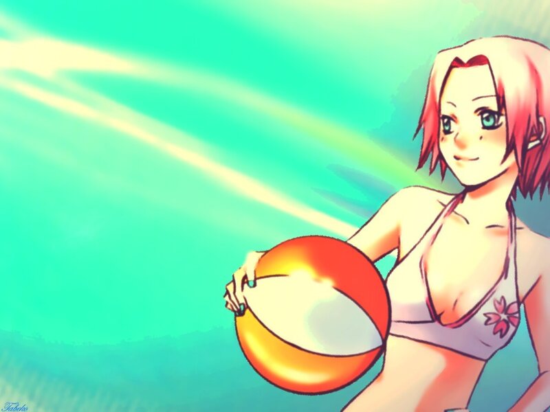 anime girl with beach ball