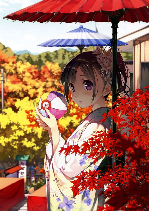 Anime girl with beach ball