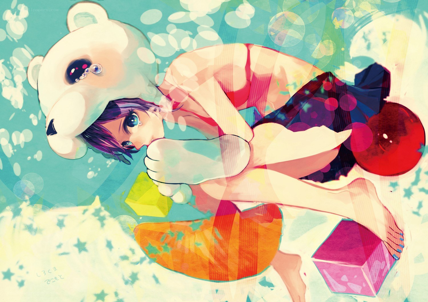 Anime girl with bear hat