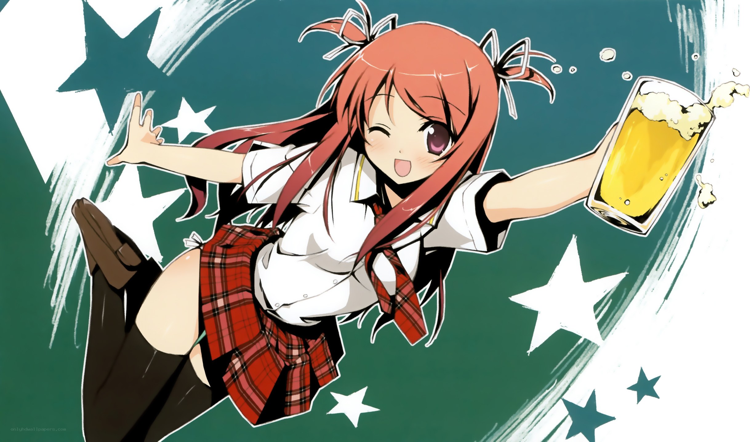 anime girl with beer
