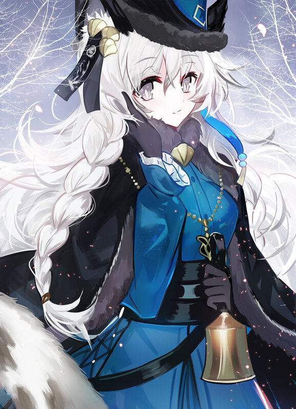 Anime Girl with Bell — Blue, Serene