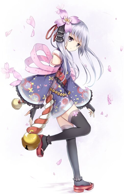 Anime Girl with Bell — Purple