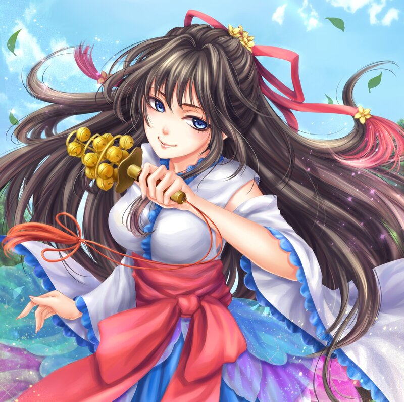 Anime Girl with Bells — Blue