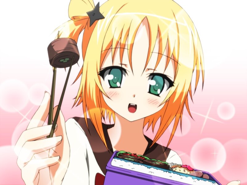 anime girl with bento box
