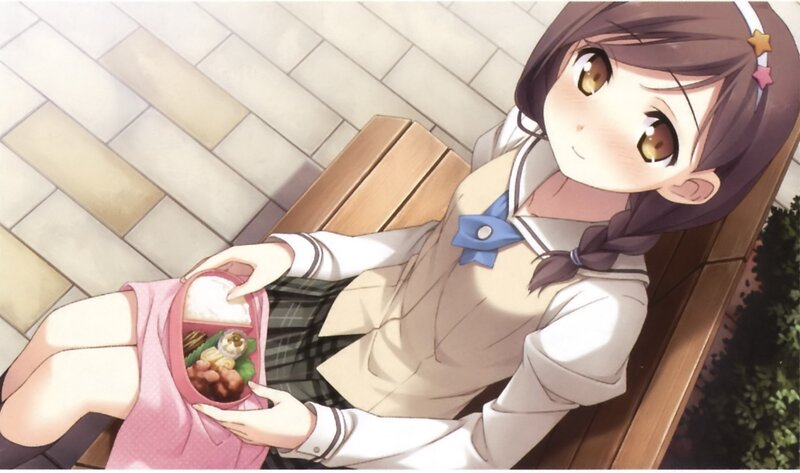 Anime Girl with Bento Box — Brown, Calm