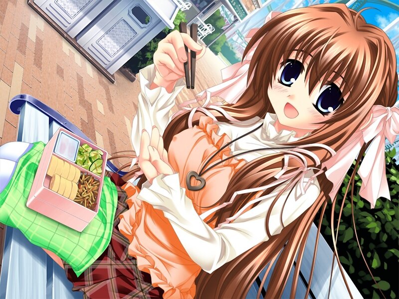 Anime Girl with Bento Box — Brown