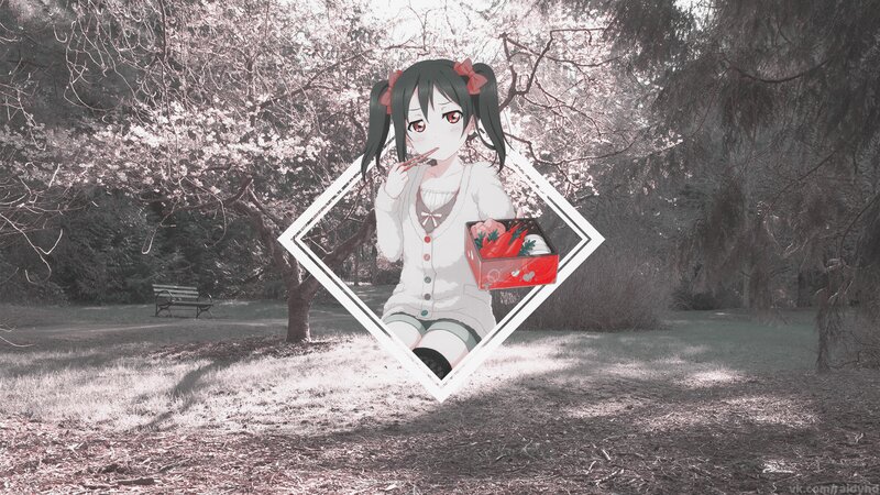 Anime Girl with Bento Box — White