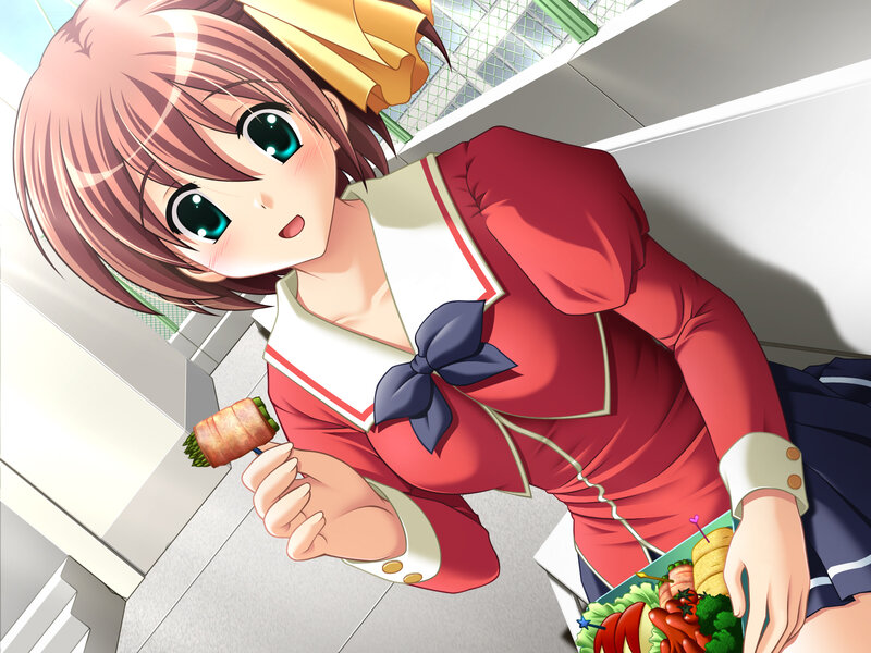 Anime Girl with Bento — Red